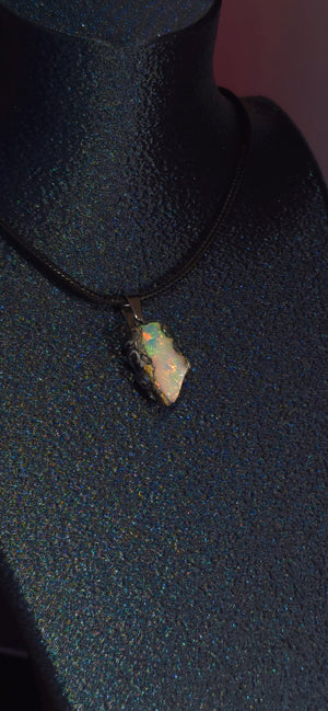 Opal Necklace — Multicolour Fire Throughout, White Body