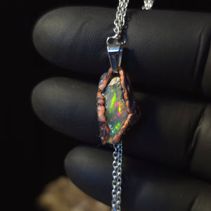 Opal Necklace — Streaked Red & Green