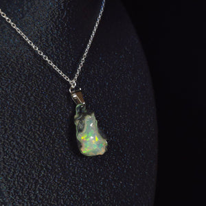 Boreal Dance — Handmade Opal Pendant, Green & Blue-Green Fire