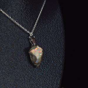 Solar Core — Handmade Opal Pendant, Gold & Red Fire, White Heart