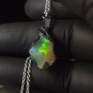 Opal Necklace — Blue & Red Fire