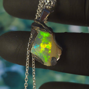 Opal Necklace — Blue & Red Fire