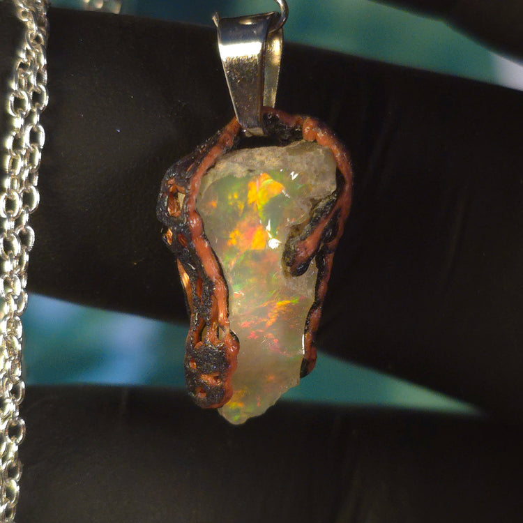 Opal Necklace — Consistent Green & Red Fire