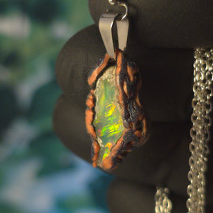 Opal Necklace — Streaked Red & Green