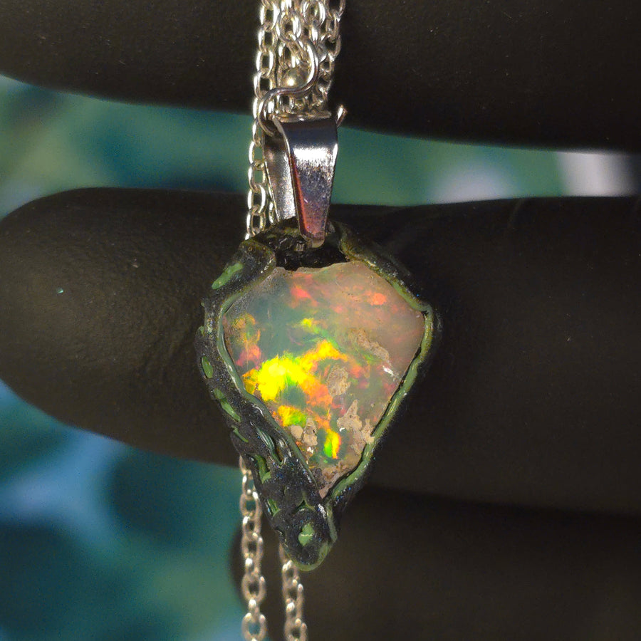 Opal Necklace — Vivid Red Flash