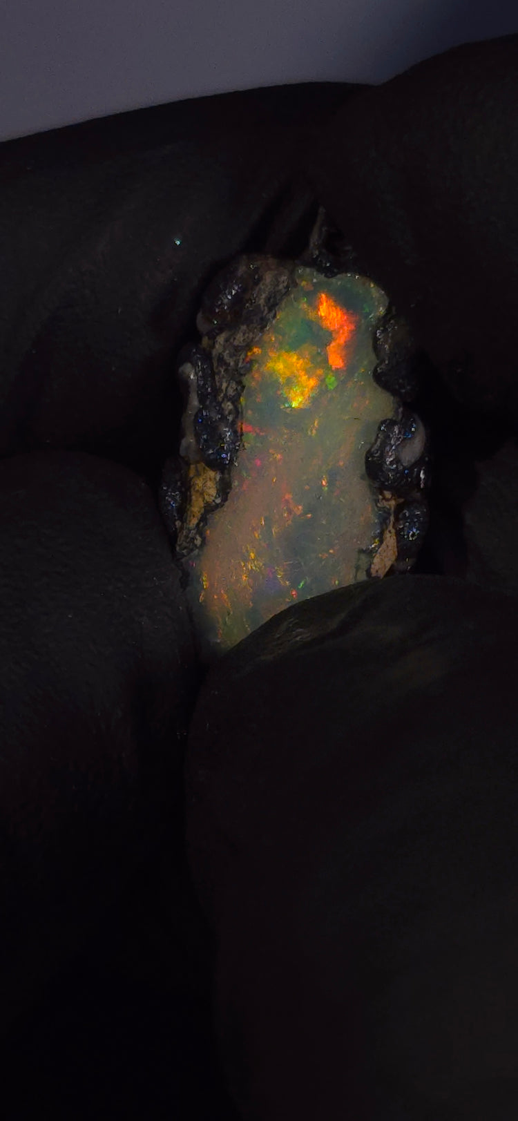 Opal Necklace — Multicolour Fire Throughout, White Body
