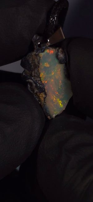 Opal Necklace — Multicolour Fire Throughout, White Body